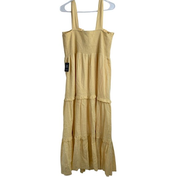 Express Sleeveless Tiered ruffle Smock Maxi Dress L NWT 8072 Linen Vacay Island - Picture 6 of 8